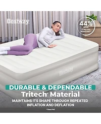 Bestway Tritech 20" Queen Air Mattress, Airbed with Built-in Ac Pump, Warm Gray