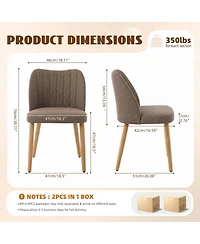 Set of 2 Modern Armless Upholstered Dining Chairs, Fabric Seating with Backrest and Wooden Legs, Tool-Free Assembly for Kitchen, Living Room