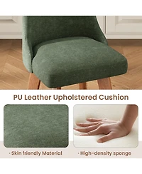 Counter Height Bar Stools Set of 4, Linen Fabric Upholstered Bar Chairs with Backs and Wood Legs, 360degree(s) Swivel Barstools