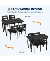 Dining Table Set for 4, 5-Piece Black Space-Saving Kitchen Table with Cushioned Chairs for Small Apartment Afternoon Tea