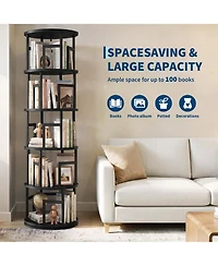 Corner Rotating Bookshelf Tower