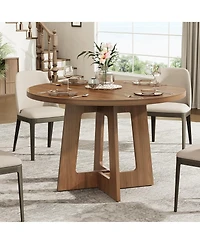 Dining Table for 4, 43 in. Rustic Round Kitchen Table for Home Dining Room Living Space
