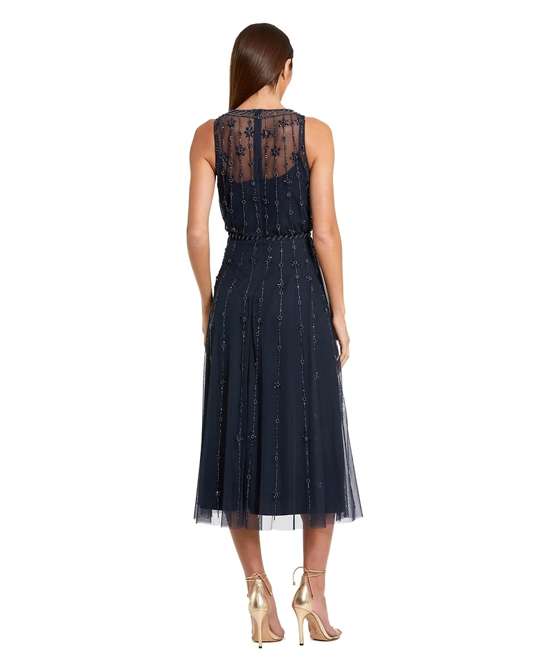 Mac Duggal Women's High Neck Sleeveless Embelished A Line Dress