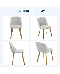 Set of 2 Upholstered Dining Chairs, Fabric Covered Seats with Ergonomic Curved Backrest, Wood Legs, Easy-Clean Surface, 300 lbs Load Capacity