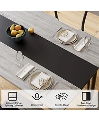 5-Piece Dining Table Set for 4, Compact Rectangular Kitchen Dining Room Table and Chair Set for Breakfast Nook, Afternoon Tea, Gray and Black