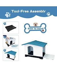 Small/Large Double Door Dog Crate, Indoor Outdoor Pp Pet House for Dogs, Weatherproof Kennel with Locking Doors
