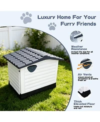 Small/Large Double Door Dog Crate, Indoor Outdoor Pp Pet House for Dogs, Weatherproof Kennel with Locking Doors