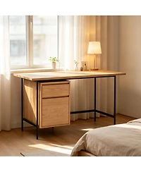 Computer Desk with Drawer, Writing Study Desk with Filing Storage Cabinet, Compact Office Workstation for Bedroom Small Space Apartment Dorm