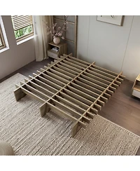 Minimalist Low Profile Platform Bed Frame, Noise-Free Slat Support, No Box Spring Needed