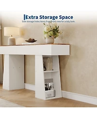 63" Entryway Table, Console Table for Entryway, Wood Sofa Table with Hidden Side Storage, Modern Hallway Table for Living Room, Foyer