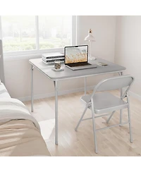 5-Piece Folding Dining Set with 4 Pu Upholstered Chairs Space-Saving Metal Frame for Kitchen Dining Room Office Camping