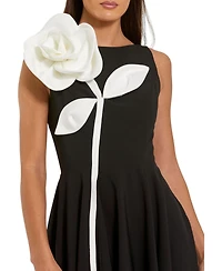 Mac Duggal Women's Floral Applique Sleeveless A-Line Midi Dress