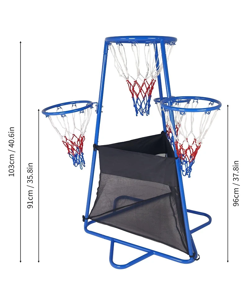 Compact Kids Basketball Hoop Stand Toy Ages 3+, Adjustable Indoor Outdoor Basketball Set with Backboard, Backyard Play, Black