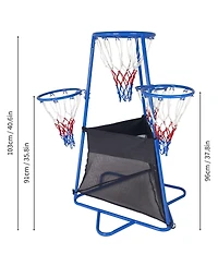 Compact Kids Basketball Hoop Stand Toy Ages 3+, Adjustable Indoor Outdoor Basketball Set with Backboard, Backyard Play, Black