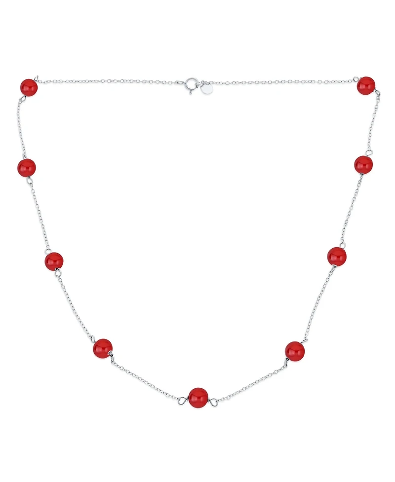 Bling Jewelry Tin Cup Red Carnelian Necklace Chain Station .925 Sterling Silver 18 Inch