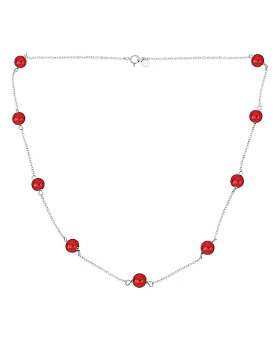 Bling Jewelry Tin Cup Red Carnelian Necklace Chain Station .925 Sterling Silver 18 Inch