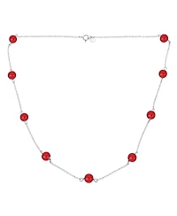 Bling Jewelry Tin Cup Red Carnelian Necklace Chain Station .925 Sterling Silver 18 Inch