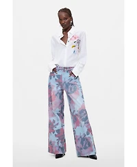 Desigual Women's Printed Wide Leg Jeans