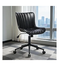 Office Chair with Wheels, Ergonomic Desk Chair, Black Modern Armless Swivel Computer Task Chair for Bedroom, Home Office, Dressing Room