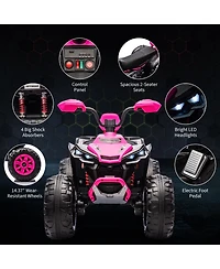 24V Dual Seat Kids Ride On Atv Utility Vehicle, Battery Powered 4-Wheel Ride On Toy for Outdoor Fun, Pink, Ages 3-6