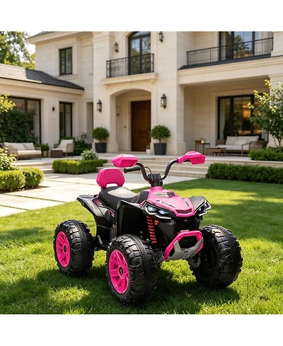 24V Dual Seat Kids Ride On Atv Utility Vehicle, Battery Powered 4-Wheel Ride On Toy for Outdoor Fun, Pink, Ages 3-6