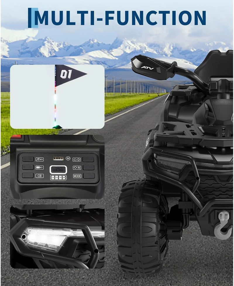 33.5x18.1x22 Inch 12V Electric Atv for Kids Ride On, 4 Wheeler with Remote Control Dual Drive, Outdoor Toy for Boys Girls, Purple, Ages 3-6
