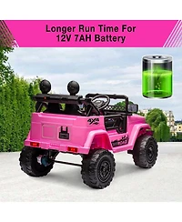 39.8x22.4x12.2 Inch 12V Kids Ride On Electric Car with Remote Control, Battery Powered Small Off-Road Vehicle for Outdoor Play, Pink, Ages 3-6