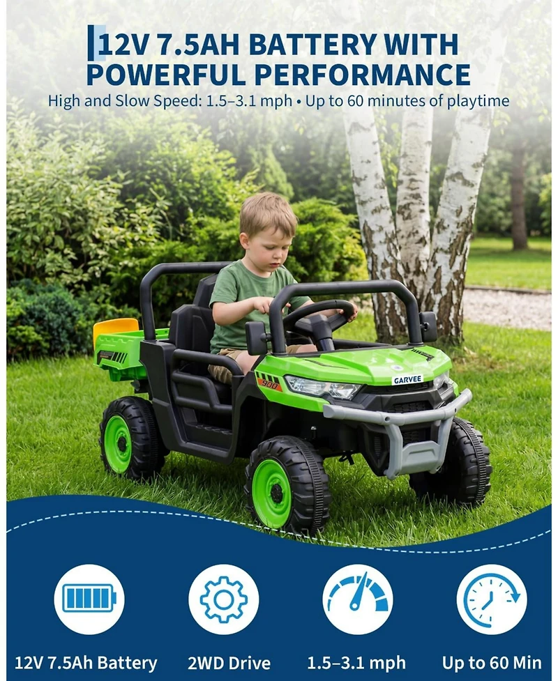 12V Electric Ride-On Dump Truck for Young Users, Parental Remote Control, Single-Seat Construction Toy, Shock Absorbers, Lockable Doors, Headlights