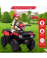 12V Kids Ride On Atv, Dual Speed 1.5-2.2MPH, Led Lights, Audio and Usb, One-Button Start, Battery Powered 4-Wheeler Outdoor Toy for Kids