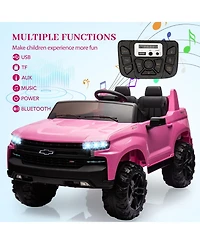 2 Seater Ride On Truck, Licensed Chevrolet Silverado, 3-Speed Electric Car with Remote Control, Spring Suspension, MP3 Music, Led Light for Kids 3-8