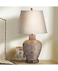 360 Lighting Southwestern Table Lamp with Usb and Ac Power Outlet Workstation Charging Base 29" Tall Brown Hammered Pot Living Room Bedroom