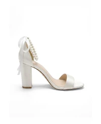 Forever and Always Shoes Women's Althea Pearl Ankle Strap Block Heel Sandal
