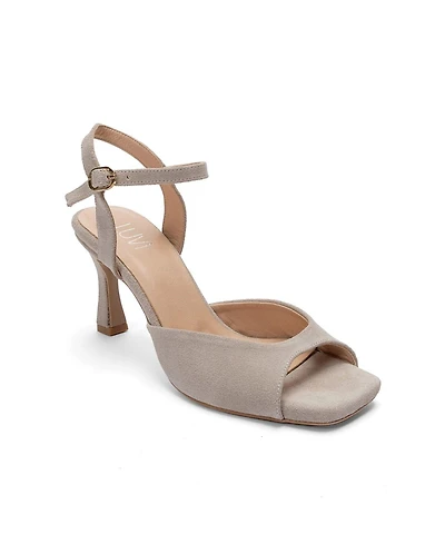 Forever and Always Shoes Women's Elvia Leather Stiletto Ankle Strap Sandal