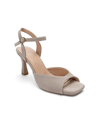 Forever and Always Shoes Women's Elvia Leather Stiletto Ankle Strap Sandal