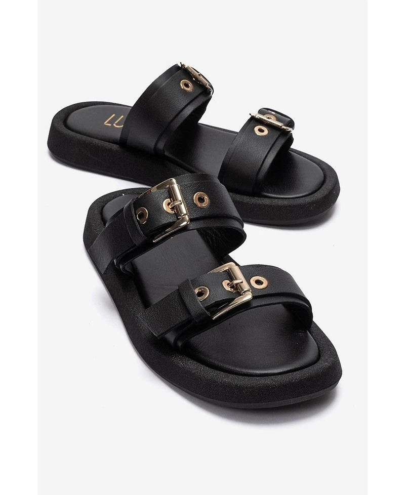 Forever and Always Shoes Women's Dorel Leather Buckle Sandal