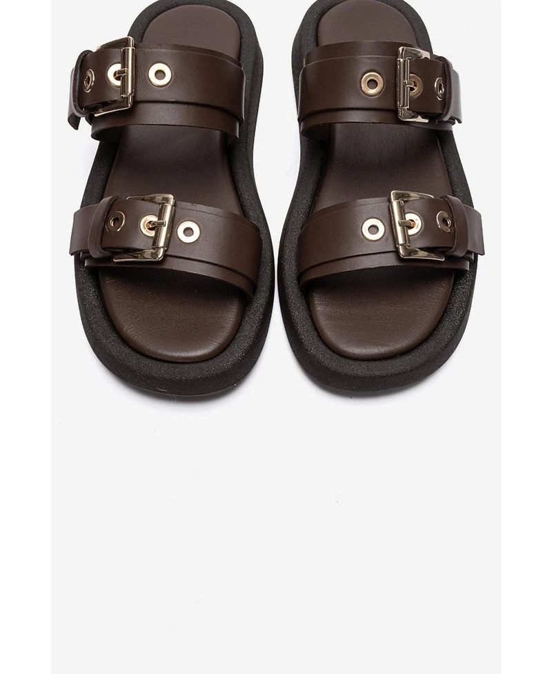 Forever and Always Shoes Women's Dorel Leather Buckle Sandal