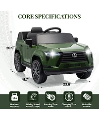 42 Inch Licensed Lexus Ride On Car, 12V Kids Electric Vehicle with Remote Control and Led Lights, Red/Green/Gray/Black/White, Ages 3-6