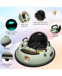 12V Kids Ride On Bumper Car, Battery Powered 360degree(s) Spin Toy with Dual Motors for Indoor Outdoor Fun, Blue/Green/Pink/White, Ages 3-6