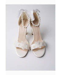 Forever and Always Shoes Women's Elvian Floral Block Heel Bridal Sandal