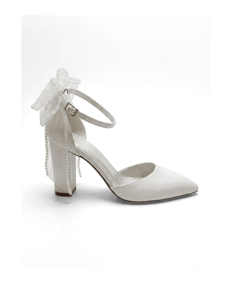 Forever and Always Shoes Women's Elvienne Pointed Toe Block Heel Bridal Sandal