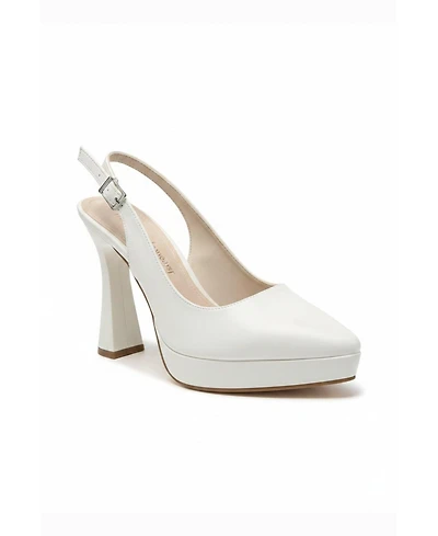 Forever and Always Shoes Women's Corin Pointed Toe Slingback Wedding Platform Pump