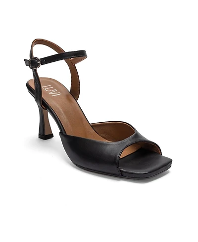 Forever and Always Shoes Women's Elvia Leather Stiletto Ankle Strap Sandal