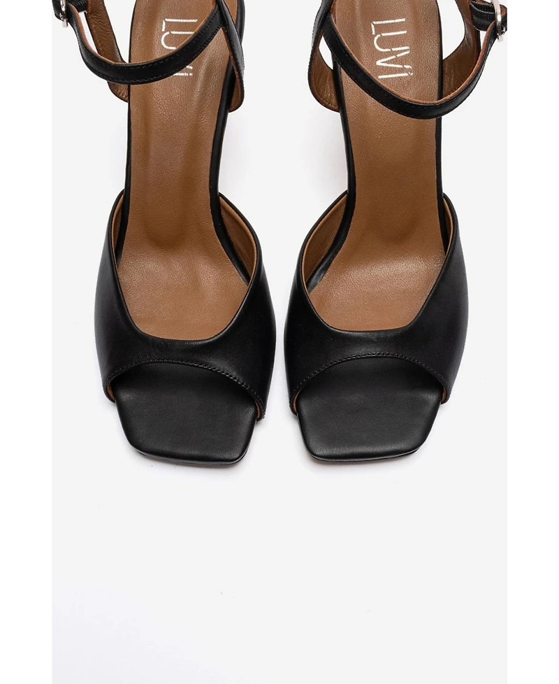Forever and Always Shoes Women's Elvia Leather Stiletto Ankle Strap Sandal