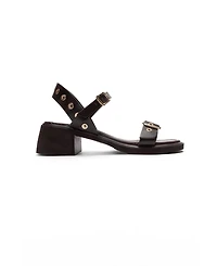 Forever and Always Shoes Women's Rabel Leather Block Heel Sandal