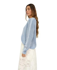 Belle & Bloom Women's and Hudson Street Cable Garment Dyed Sweater