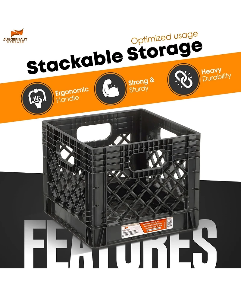 Juggernaut Storage Crate for Office Storage and Classroom Organization, 4-Pack