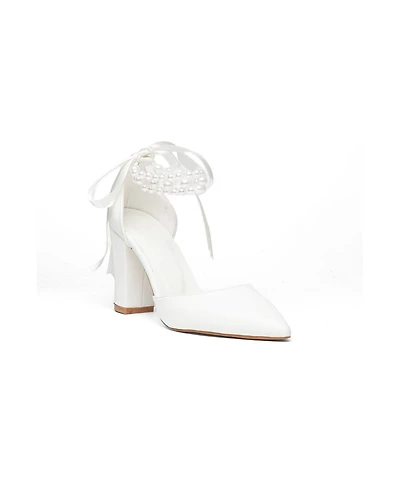 Prologue Shoes Women's Sora Block Heel Bridal Pump