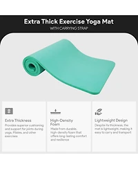 BalanceFrom Yoga Mat, 1-Inch Extra Thick Exercise Pilates Workout Mat, Aqua Blue