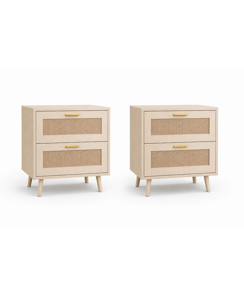 Rattan Nightstands Set of 2