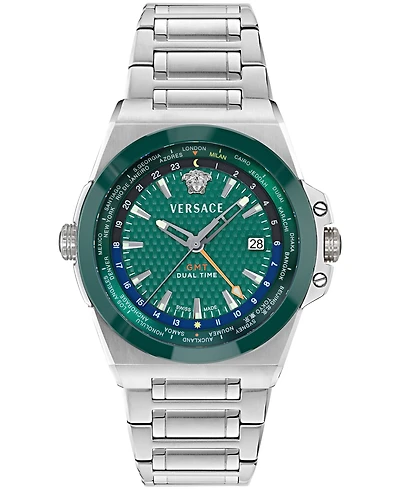 Versace Men's Greca Reaction Gmt Ip Black Stainless Steel Bracelet Watch 41mm
